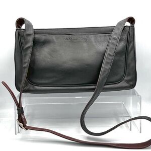 VTG Derek Alexander Black Leather Crossbody Bag Multi Zip Organizer Plaid Lined